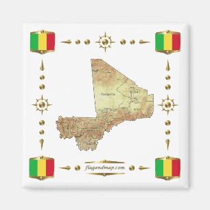 Mali Map + Flags Magnet