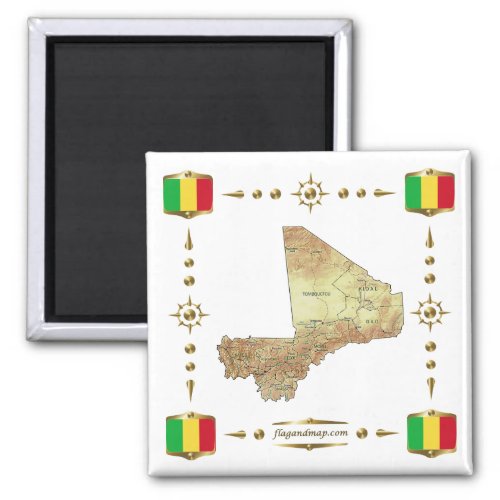 Mali Map  Flags Magnet