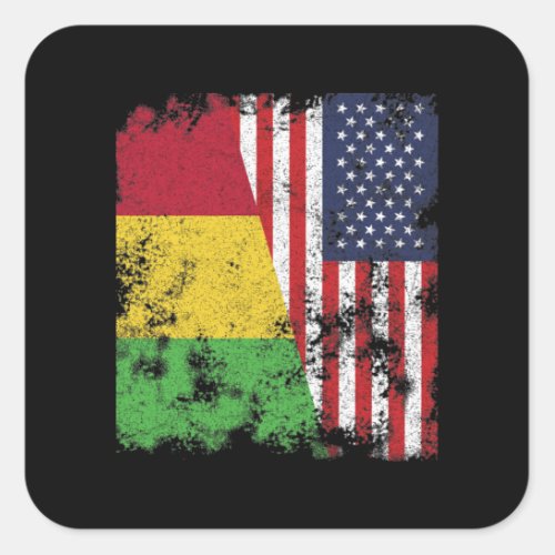 Mali USA Flag _ Half American Square Sticker