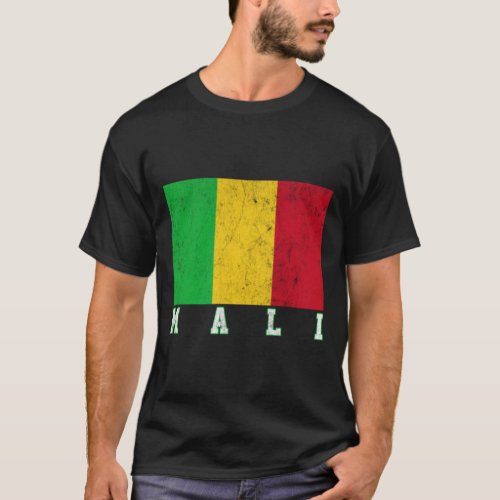 Mali  West Africa _ Vintage Style Flag Design T_Shirt