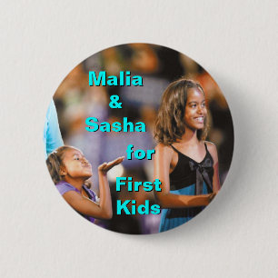 Malia and Sasha Obama for First Kids Button