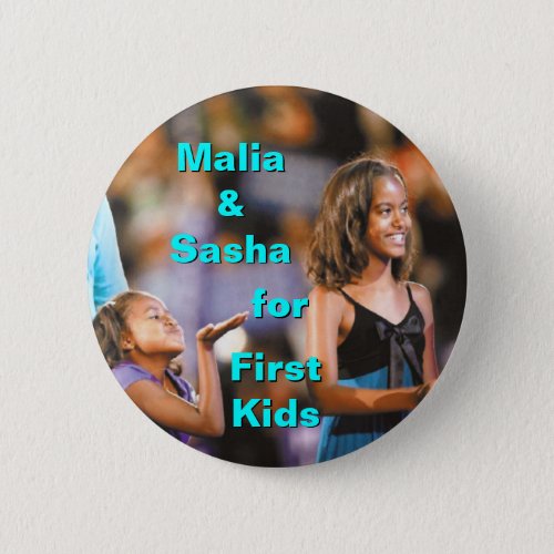Malia and Sasha Obama for First Kids Button