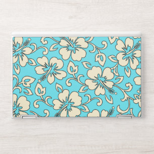 Malia Hibiscus Hawaiian Floral Aqua and Cream HP Laptop Skin