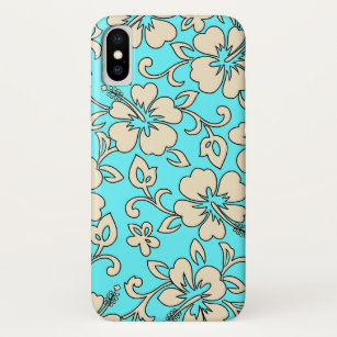 Malia Hibiscus Hawaiian Floral Aqua Cream iPhone X Case