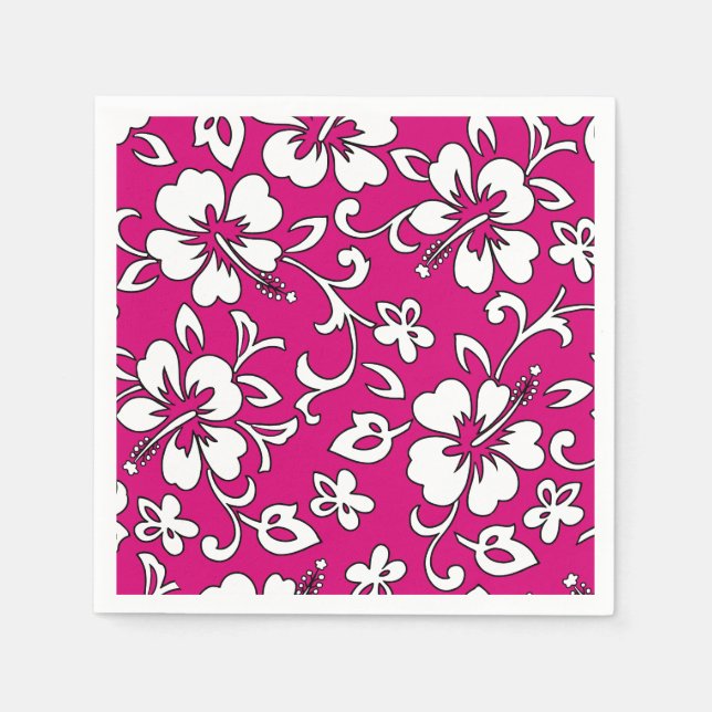 Malia Hibiscus Hawaiian Floral Paper Napkins (Front)
