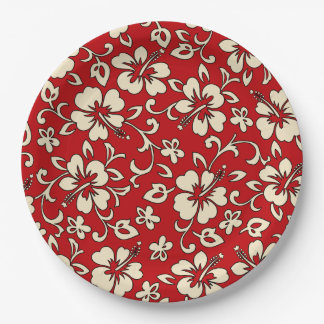 Malia Hibiscus Hawaiian Floral Paper Plates