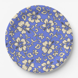 Malia Hibiscus Hawaiian Floral Paper Plates