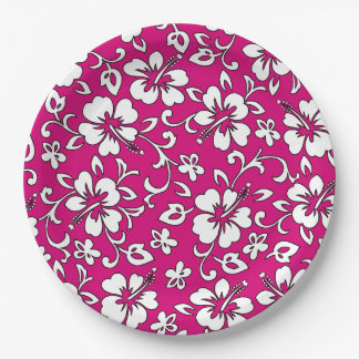 Malia Hibiscus Hawaiian Floral Paper Plates