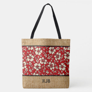 Malia Hibiscus Hawaiian Monogram Beach Bag