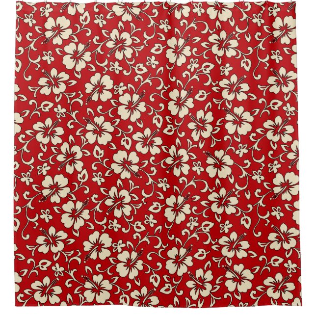 Malia Hibiscus Hawaiian Pareau Floral Shower Curtain (Front)