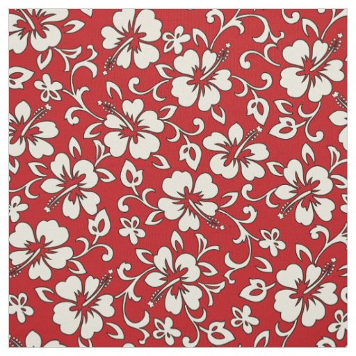 Malia Hibiscus Hawaiian Pareau Print Fabric | Zazzle