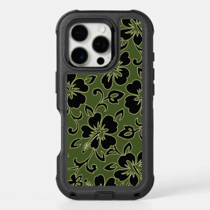 Malia Hibiscus Hawaiian Pareau Print in Olive iPhone 16 Pro Case