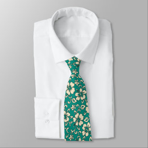 Malia Hibiscus Hawaiian Pareau Print Neck Tie