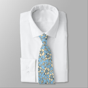 Malia Hibiscus Hawaiian Pareau Print Neck Tie