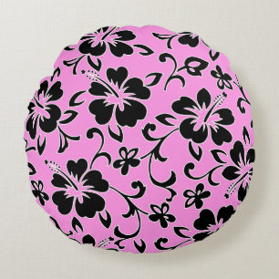 Malia Hibiscus Hawaiian Pareau Print Round Pillow
