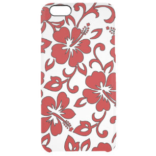 Malia Hibiscus Hawaiian Pareau Print Clear iPhone 6 Plus Case