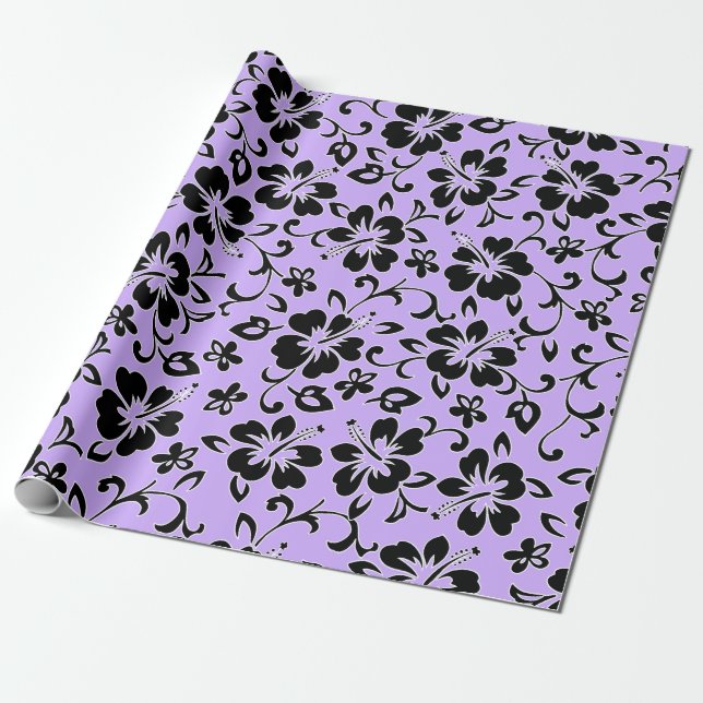 Malia Hibiscus Hawaiian Pareau Print Wrapping Paper (Unrolled)
