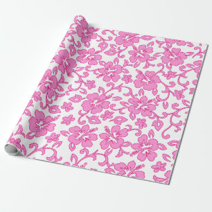 Malia Hibiscus Hawaiian Pareau Print Wrapping Paper