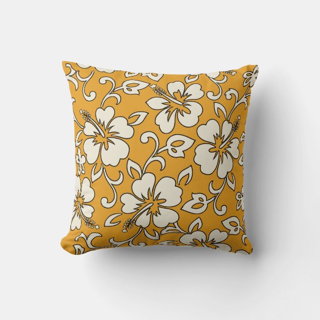 Malia Hibiscus Hawaiian Reversible Square Pillows (Front)
