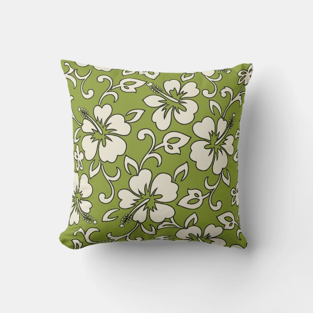 Malia Hibiscus Hawaiian Reversible Square Pillows (Front)