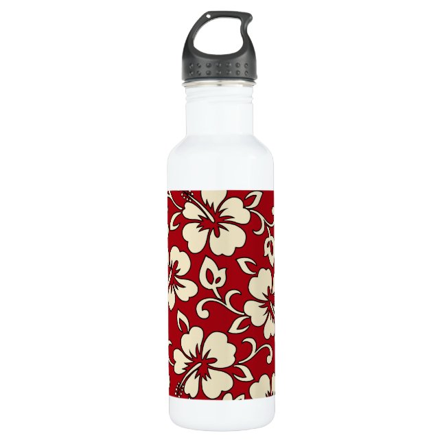 Malia Hibiscus Hawaiian Stainless Steel Water Bottle (Front)