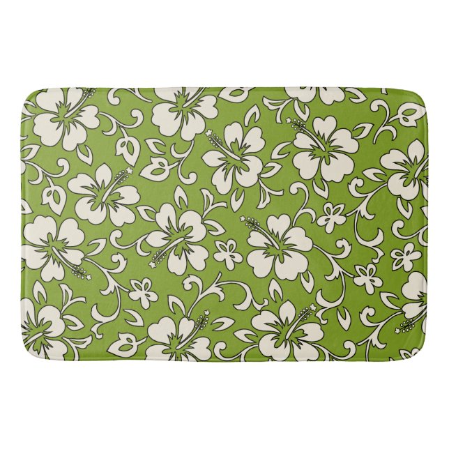 Malia Hibiscus Hawaiian Tropical Bathroom Mat (Front)