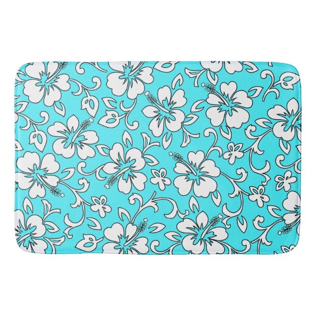 Malia Hibiscus Hawaiian Tropical Bathroom Mat (Front)