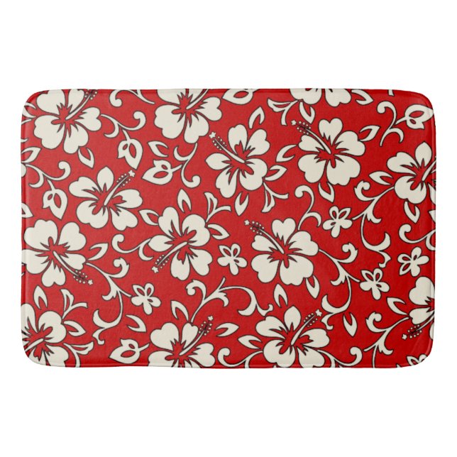 Malia Hibiscus Hawaiian Tropical Bathroom Mat (Front)