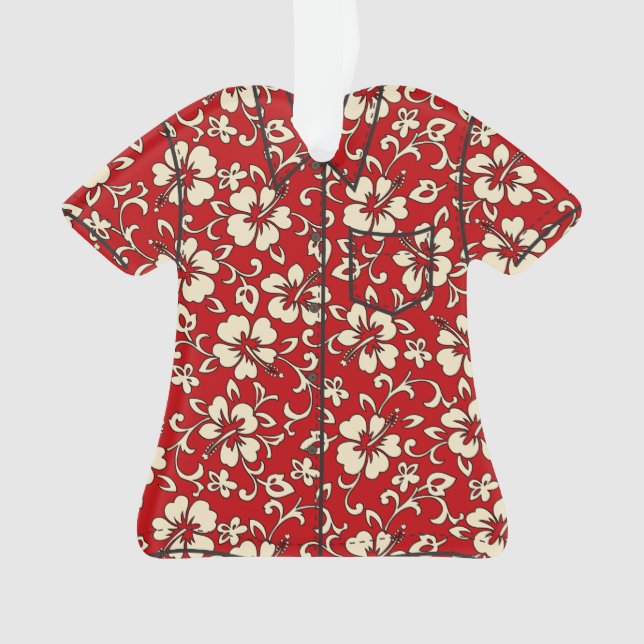 Malia Hibiscus Hawaiian Vintage Aloha Shirt Ornament (Front)