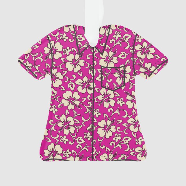 Malia Hibiscus Hawaiian Vintage Aloha Shirt Ornament (Front)