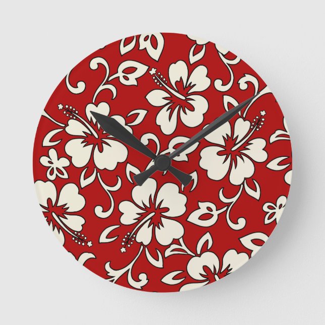 Malia Hibiscus Hawaiian Wall Clocks (Front)