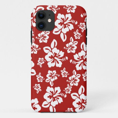 Malia Hibiscus  -  Red Hawaiian Pareau Print Iphone 11 Case