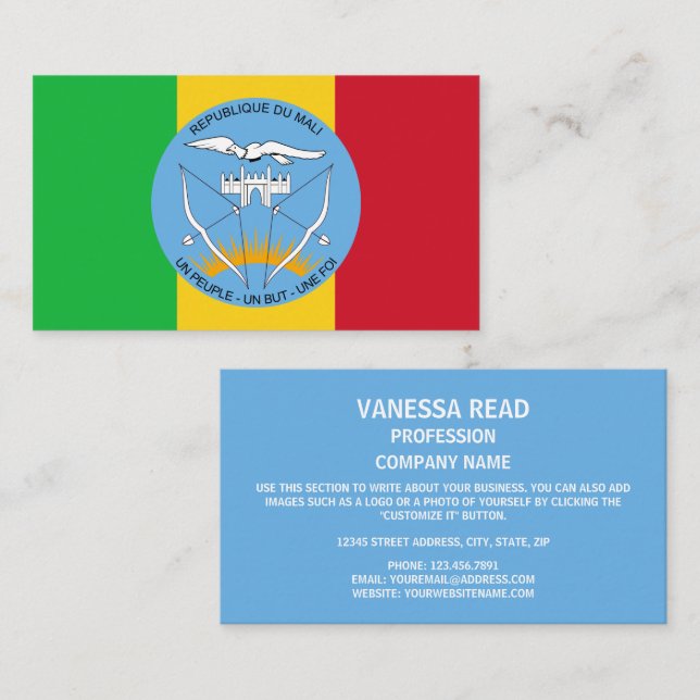 Malian Flag & Coat of Arms, Flag of Mali Business Card (Front/Back)