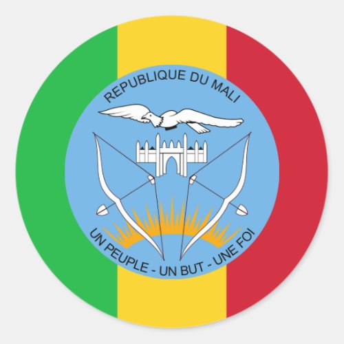 Malian Flag  Coat of Arms Flag of Mali Classic Round Sticker