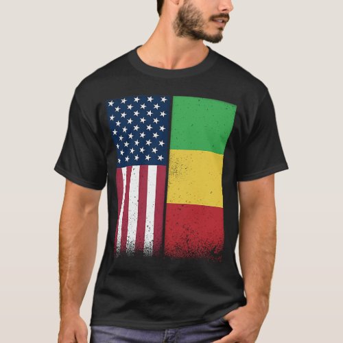 Malian Flag  USA And Mali Flags Proud Mali T_Shirt