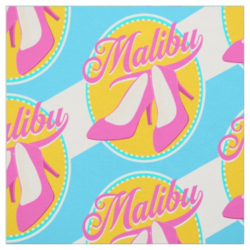 Malibu Beach California Pink High Heels Fabric