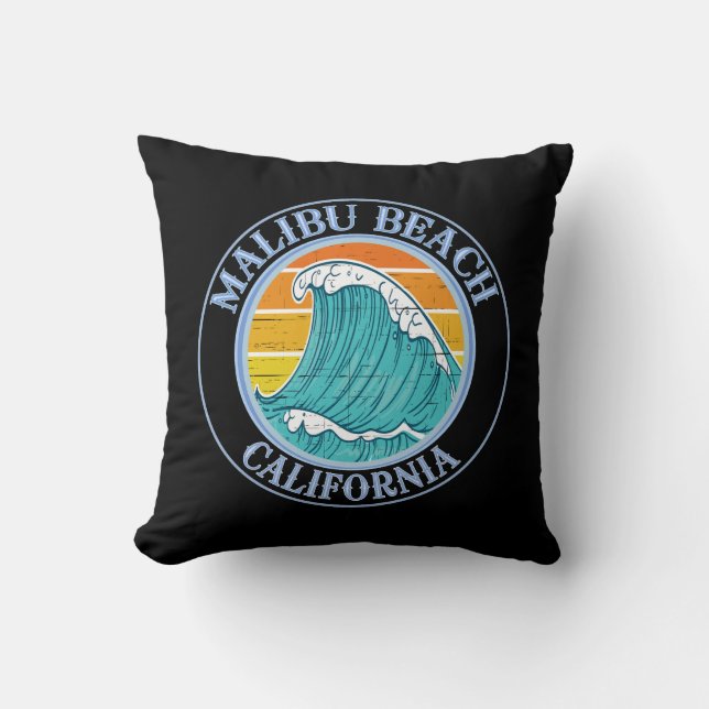 Malibu Beach California Throw Pillow (Front)