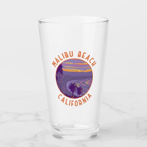 Malibu Beach California Travel Art Vintage Glass