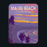 Malibu Beach California Travel Art Vintage Magnet<br><div class="desc">Malibu Beach in a vector art style. Malibu is an iconic destination with miles of beautiful coastline,  accessible beaches,  and hiking in the canyons of the Santa Monica Mountains.</div>
