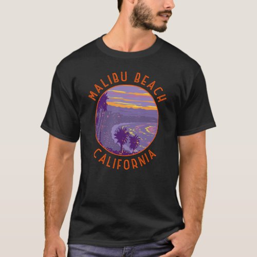 Malibu Beach California Travel Art Vintage T_Shirt