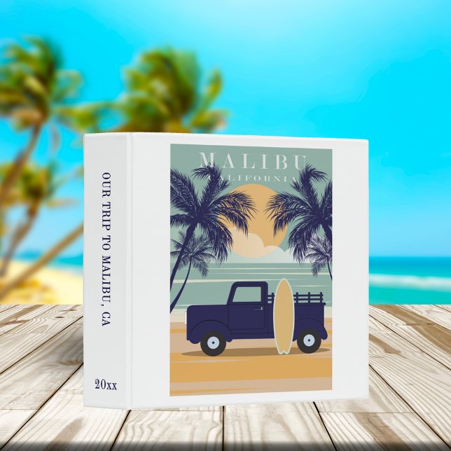 Malibu Beach California Travel Poster Scrapbook 3 Ring Binder (Creator Uploaded)