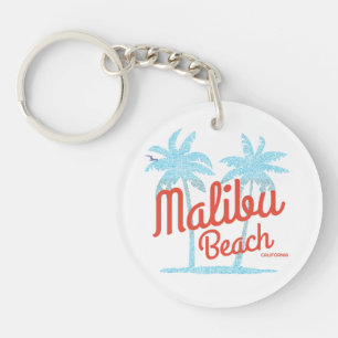 Malibu Beach California Vacation USA Vintage Faded Keychain