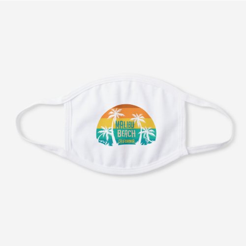 Malibu Beach California White Cotton Face Mask