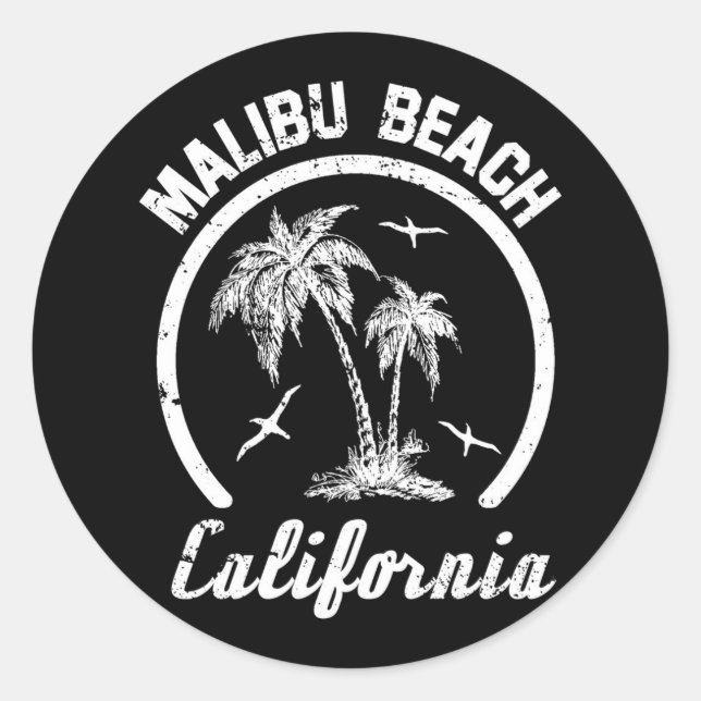 Malibu Beach Classic Round Sticker (Front)