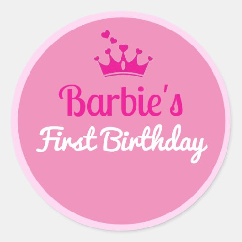 Malibu Beach Doll Pink Glamour Birthday Party  Classic Round Sticker