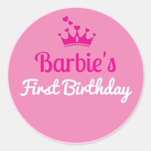 Malibu Beach Doll Pink Glamour Birthday Party Classic Round Sticker