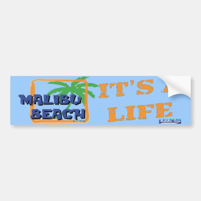 Malibu Beach Palm Tree Bumper Sticker (Front)