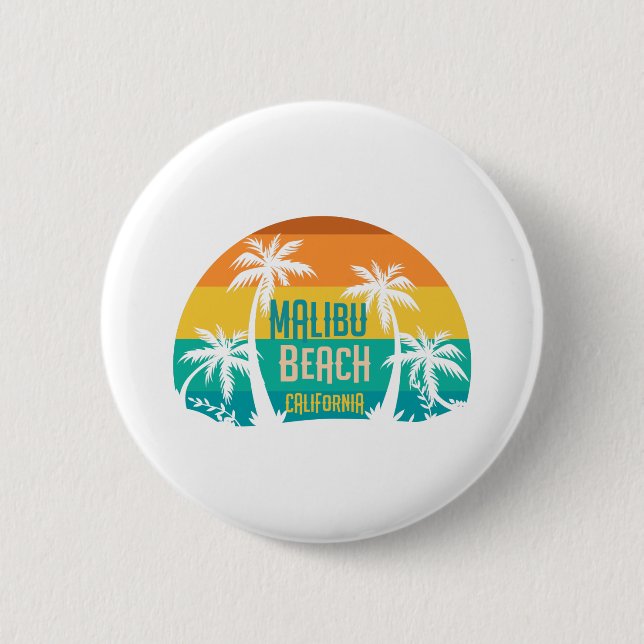 Malibu Beach Retro Button (Front)
