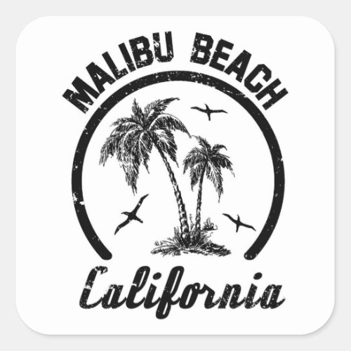 Malibu Beach Square Sticker