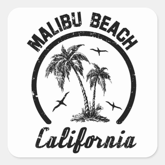 Malibu Beach Square Sticker (Front)